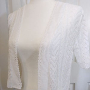 White Mid-Sleeve Lacy Cardigan